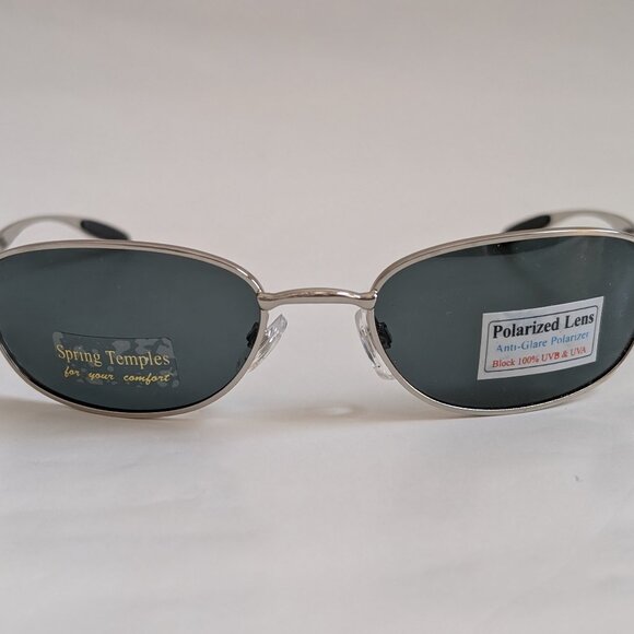 NWT Vintage 90's Rectangle Metal Sports Polarized Sunglasses (S. Silver) - Picture 1 of 5